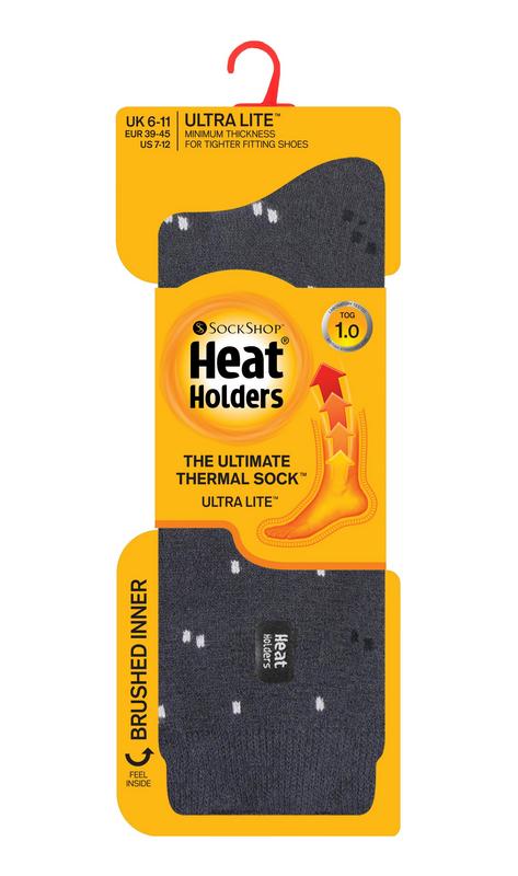 Heat Holders Mens Ultra Lite Socks Micro Maat 6-11 Charcoal