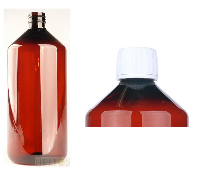 Helios Holland Pet Medicijnfles 1000Ml Amber Incl Witte Dop
