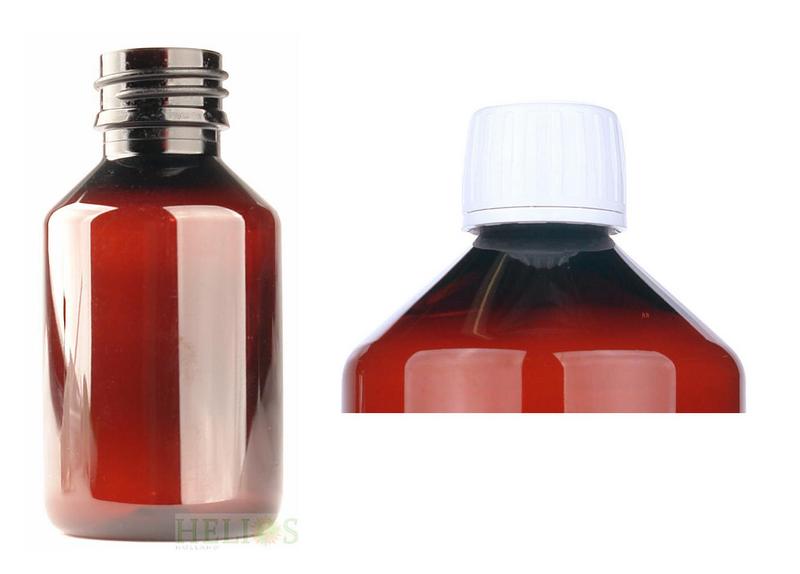 Helios Holland Pet Medicijnfles 100Ml Amber Incl Witte Dop
