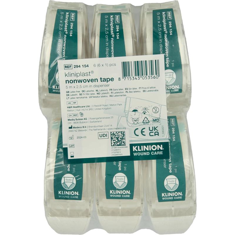 Kliniplast Hechtpleister 5M X 2.5Cm Non Woven Luxe