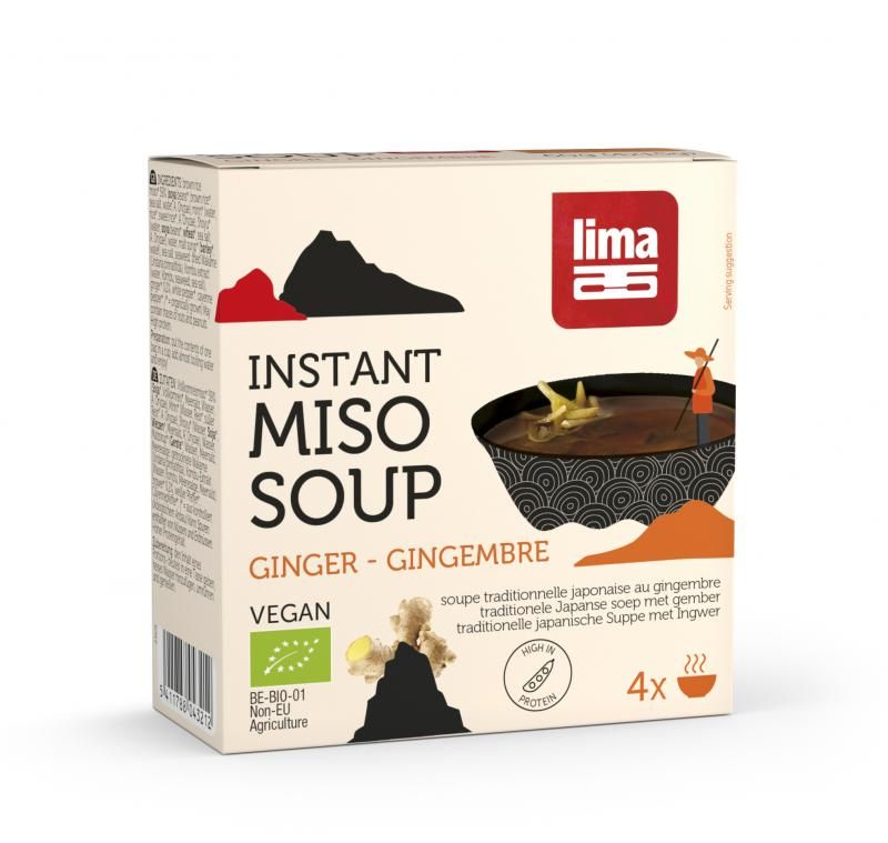 Lima Instant Miso Soep Gember 4 X 15 Gram Bio