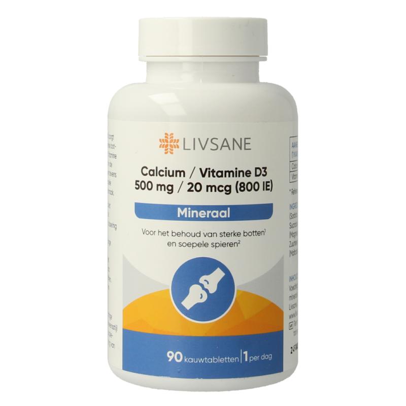 Livsane Calcium 500Mg  Vitamine D3 Sinaasappel