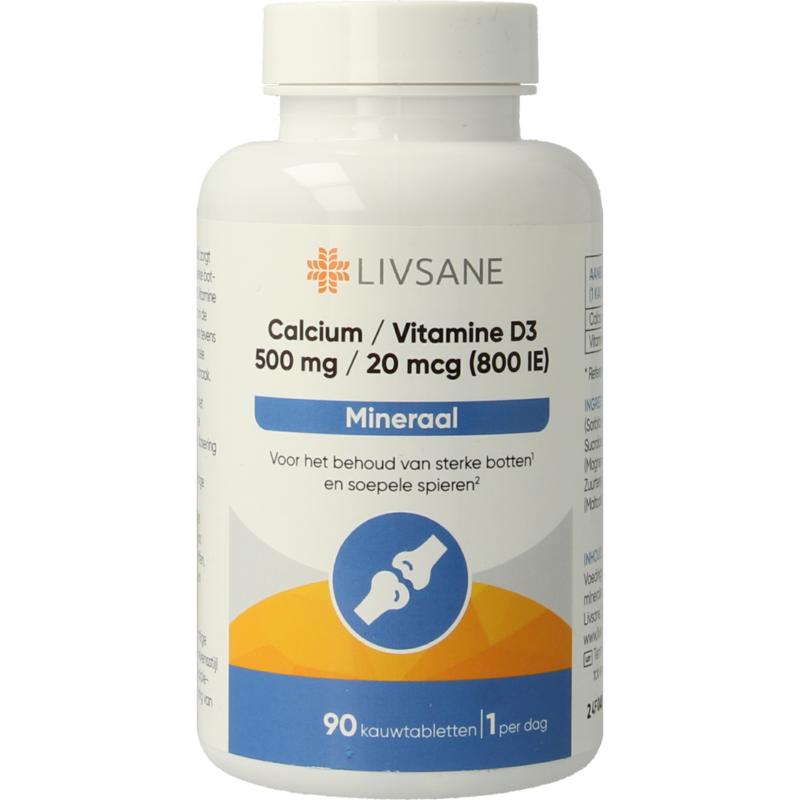 Livsane Calcium 500Mg  Vitamine D3 Sinaasappel