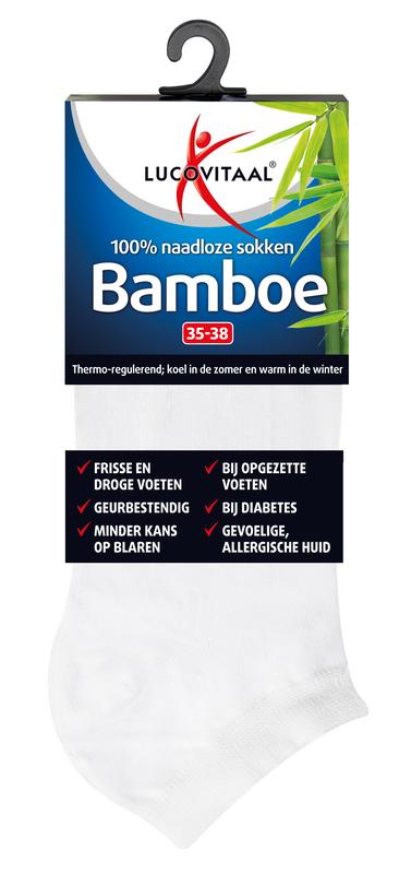 Lucovitaal Bamboe Enkelsok Wit Maat 35-38