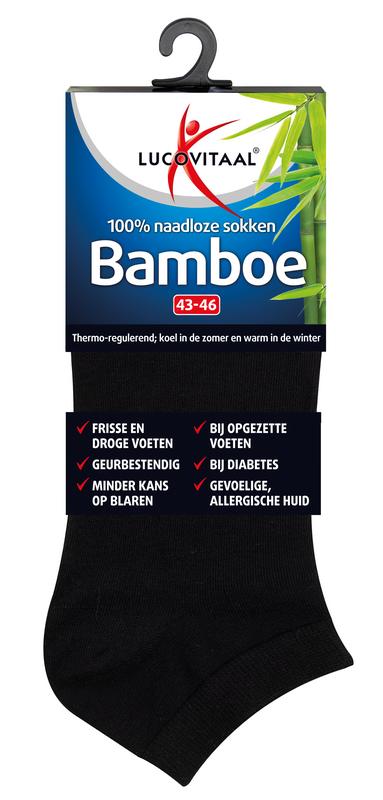 Lucovitaal Bamboe Enkelsok Zwart Maat 43-46