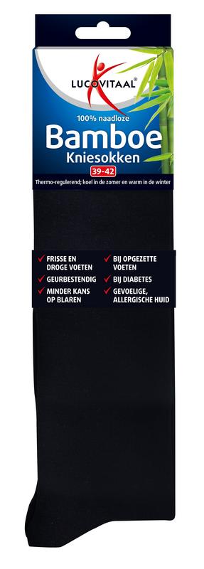 Lucovitaal Bamboe Kniesok Zwart Maat 39-42