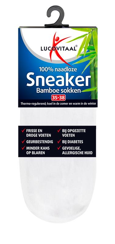 Lucovitaal Bamboe Sneakersok Wit Maat 35-38
