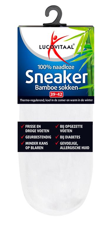 Lucovitaal Bamboe Sneakersok Wit Maat 39-42