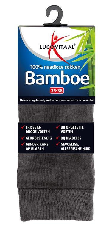 Lucovitaal Bamboe Sok Lang Antraciet  Maat 35-38