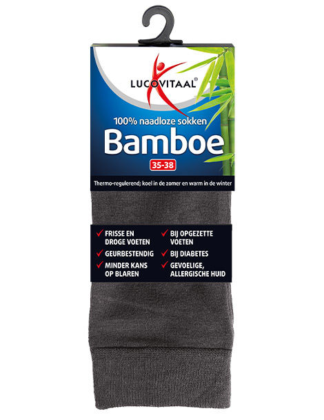 Lucovitaal Bamboe Sok Lang Antraciet Maat 39-42
