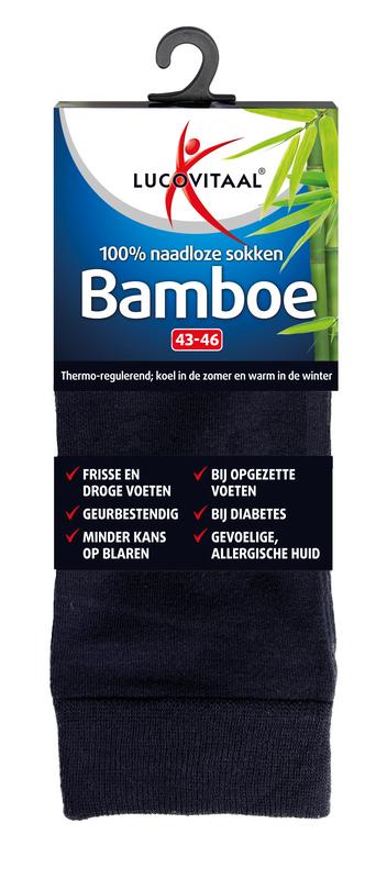 Lucovitaal Bamboe Sok Lang Blauw  Maat 43-46