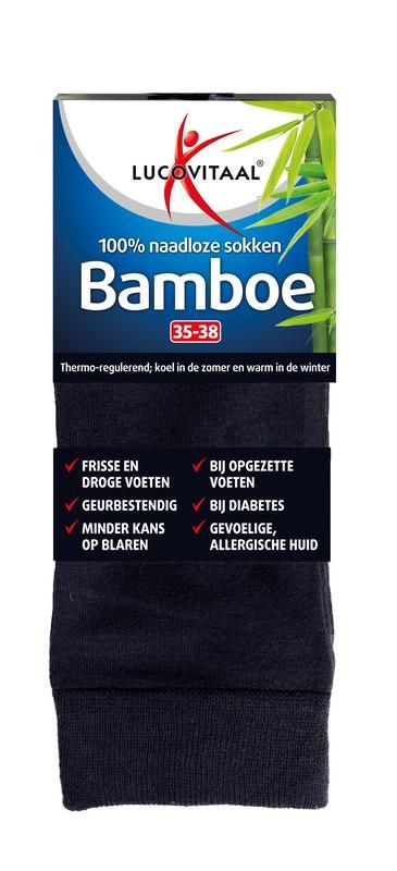 Lucovitaal Bamboe Sok Lang Blauw Maat 35-38