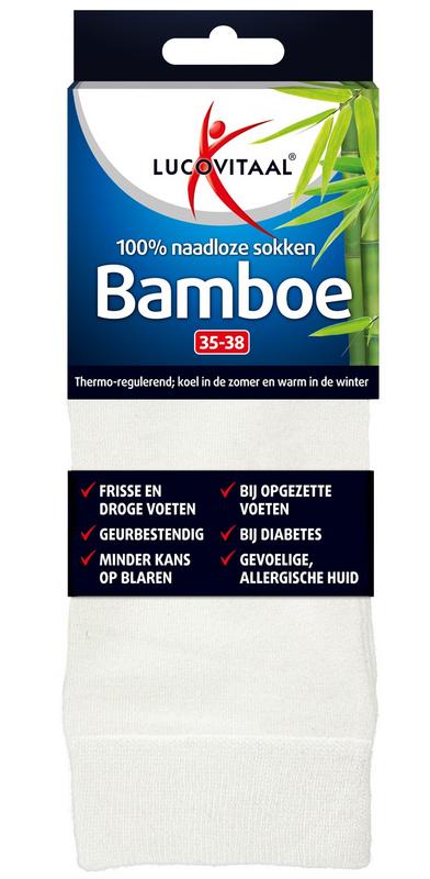 Lucovitaal Bamboe Sok Lang Wit Maat 35-38