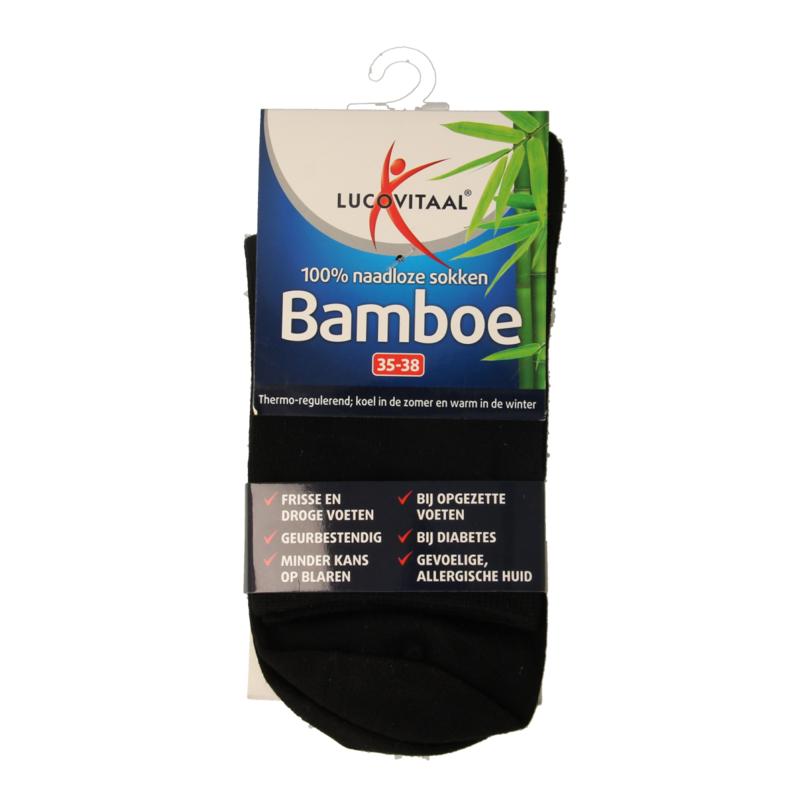Lucovitaal Bamboe Sok Lang Zwart Maat 35-38