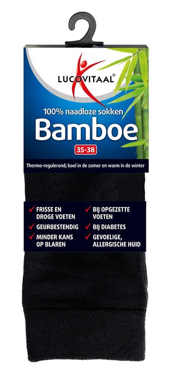 Lucovitaal Bamboe Sok Lang Zwart Maat 35-38
