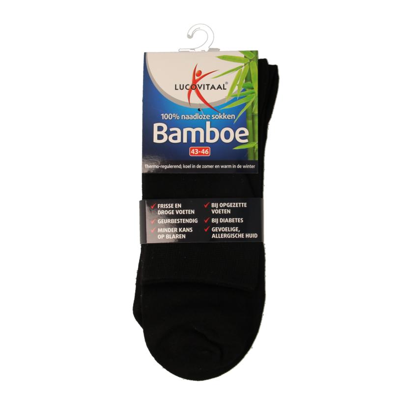 Lucovitaal Bamboe Sok Lang Zwart Maat 43-46
