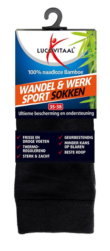 Lucovitaal Bamboe Wandel Werk Sportsokken  Maat 35-38