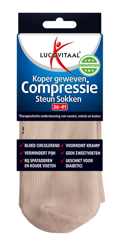 Lucovitaal Koper Compressie Sok Maat 36-41 Huidskleur