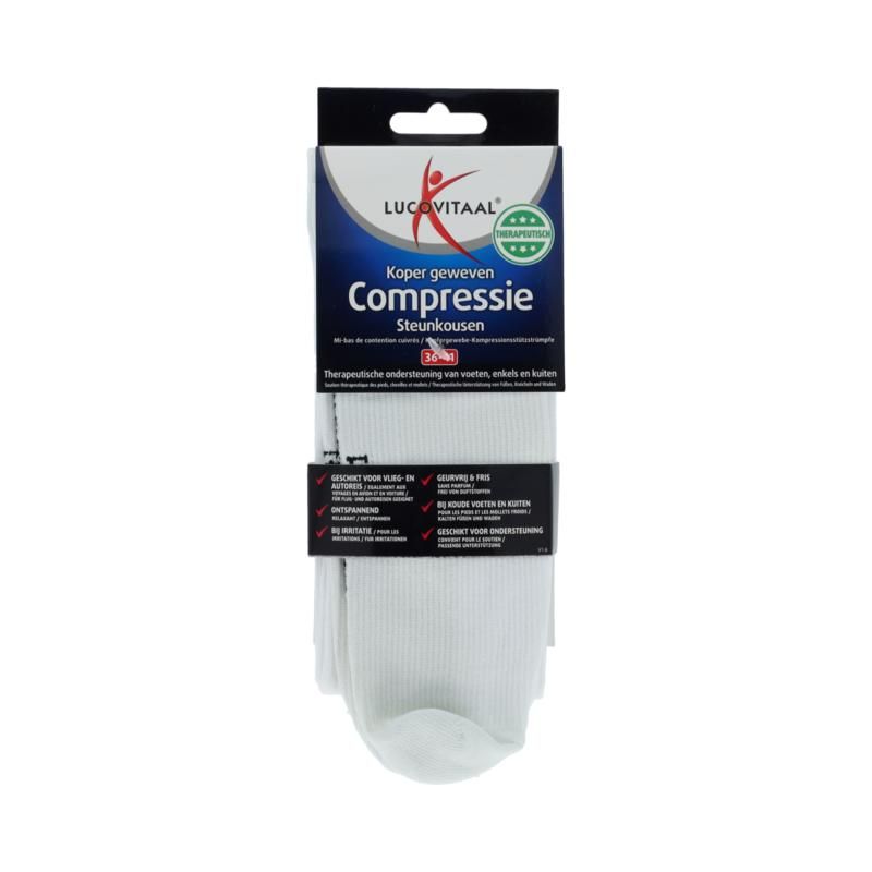 Lucovitaal Koper Compressie Steunsok Maat 36-41 Wit