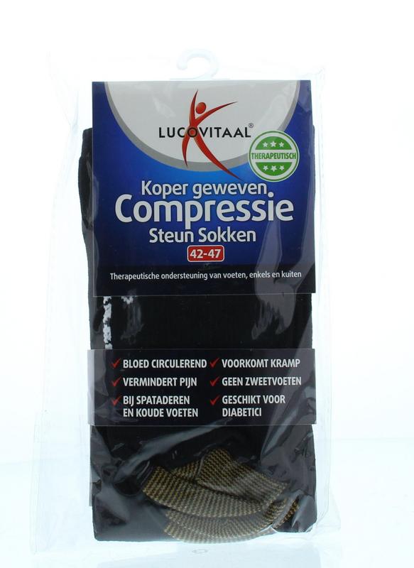 Lucovitaal Koper Compressie Steunsok Maat 42-47 Zwart
