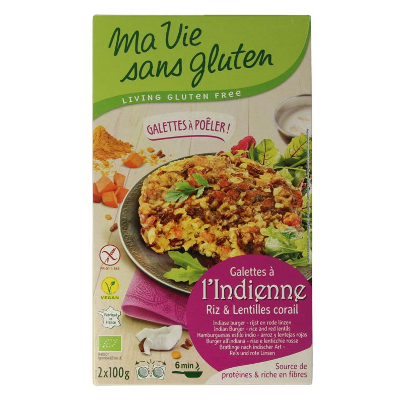 Ma Vie Sans Indiase Rijstburgers 2 X 100G Vegan Glutenvrij Bio