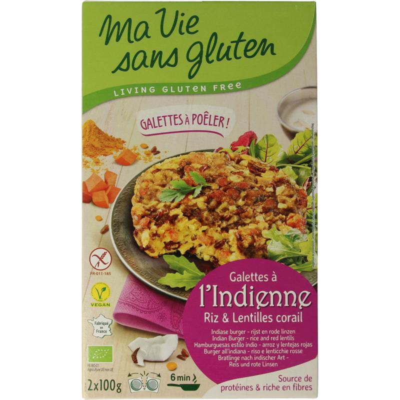 Ma Vie Sans Indiase Rijstburgers 2 X 100G Vegan Glutenvrij Bio