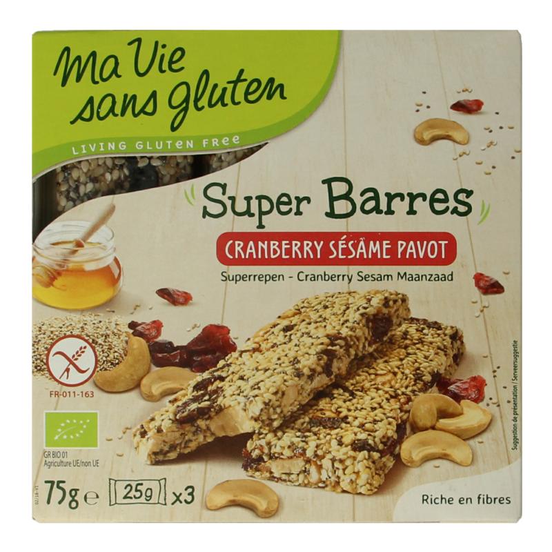 Ma Vie Sans Super Repen Sesam & Cranberry Glutenvrij Bio