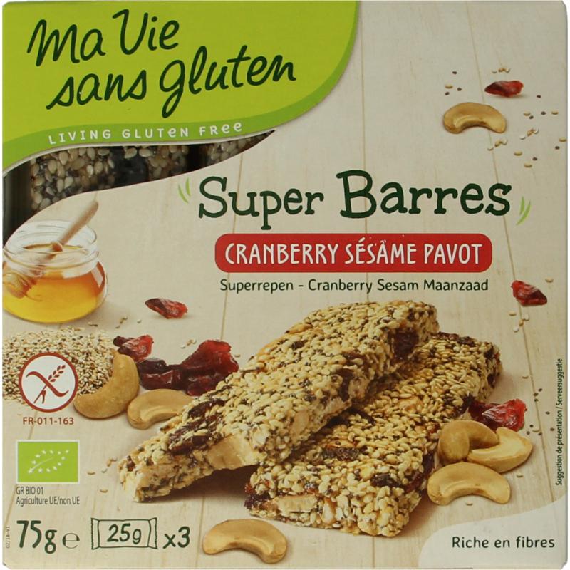 Ma Vie Sans Super Repen Sesam & Cranberry Glutenvrij Bio
