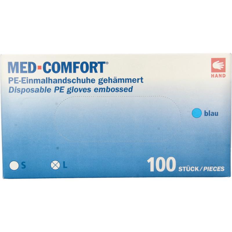 Med Comfort Handschoen Pe Geruwd Blauw