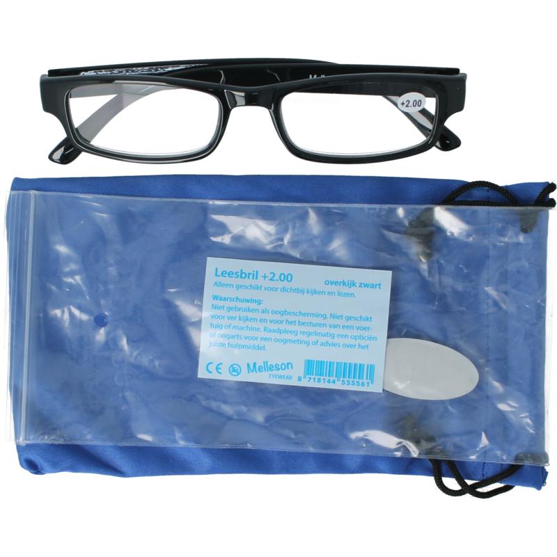 Melleson Overkijk Leesbril Zwart +2.00