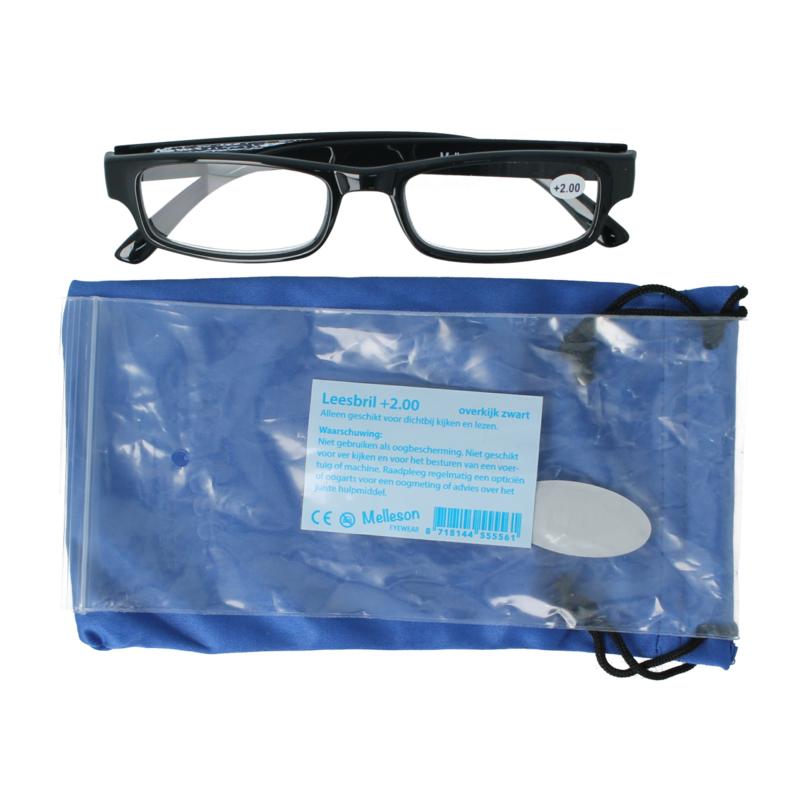 Melleson Overkijk Leesbril Zwart +2.00