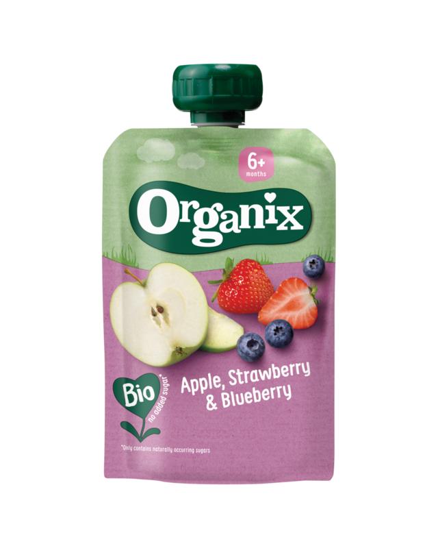 Organix Knijpfruit Appel, Aardbei En Bosbessen 6+M Bio