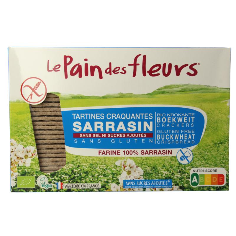 Pain Des Fleurs Krokante Crackers Boekweit Zoutloos Glutenvrij Bio