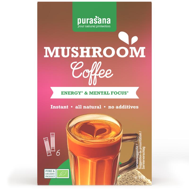 Purasana Instant Mushroom Coffee 6X3g Bio