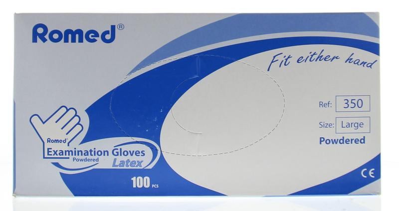 Romed Latex Handschoen Niet Steriel Gepoederd L