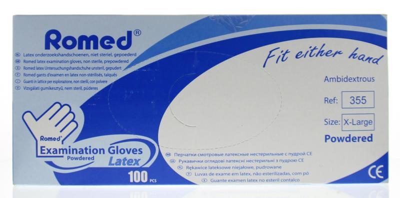 Romed Latex Handschoen Niet Steriel Gepoederd Xl