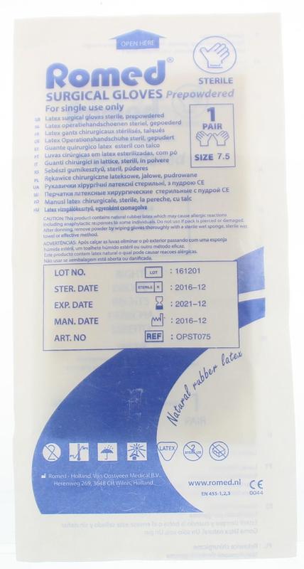 Romed Operatiehandschoen Steriel Gepoederd 7.5