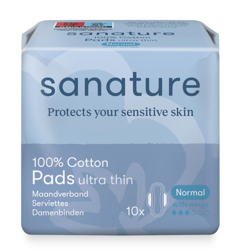 Sanature Maandverband Normaal 100% Katoen Met Vleugels
