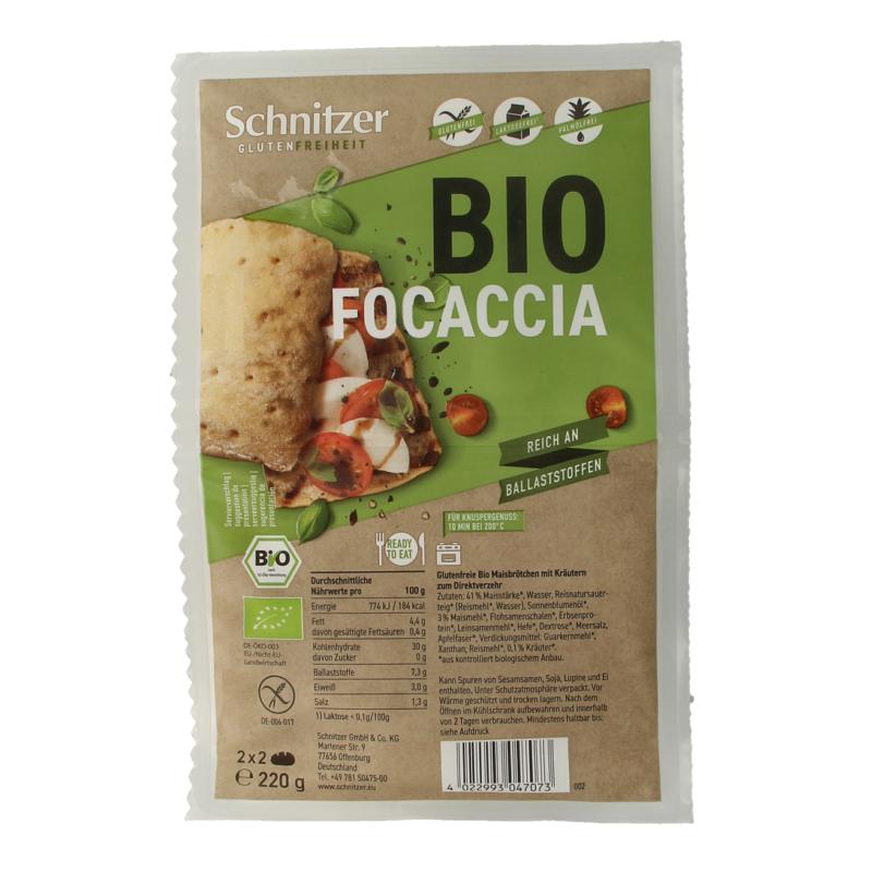 Schnitzer Focaccia 4 Stuks Glutenvrij Bio