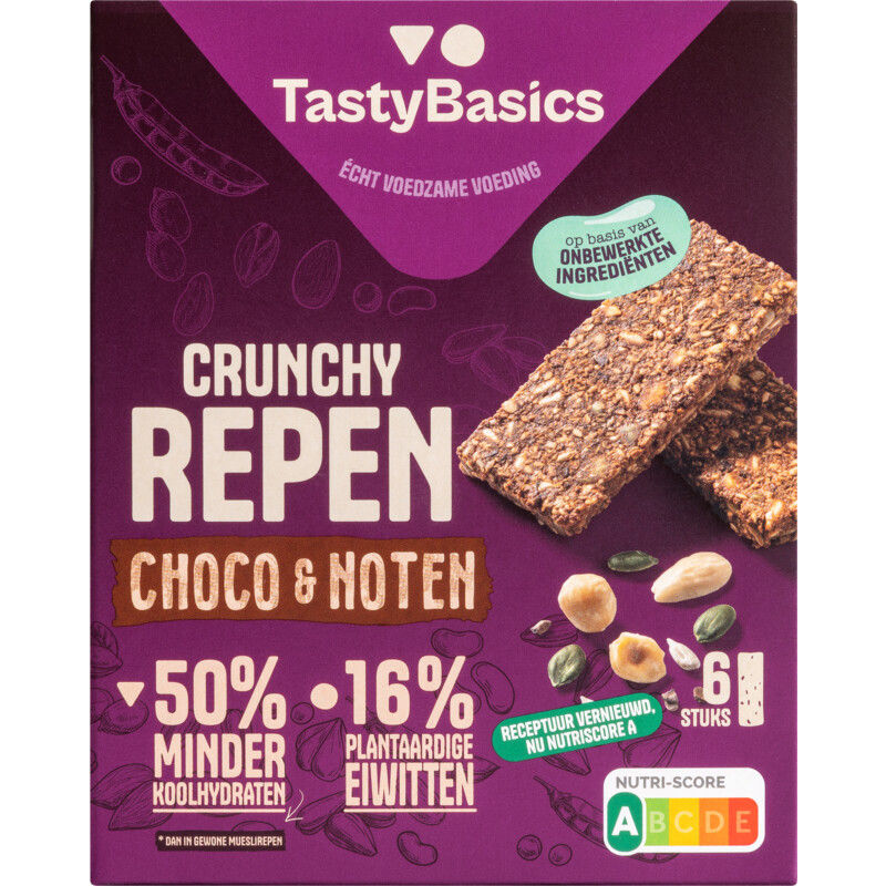Tastybasics Crunchy Less Carb Repen Choco & Noten