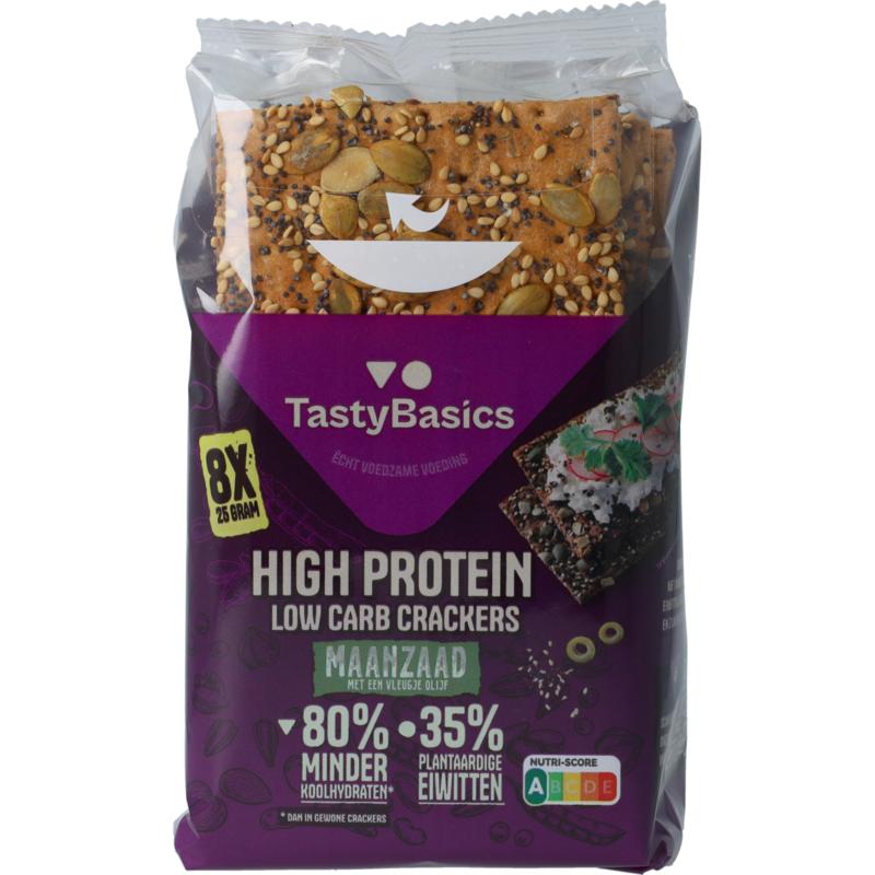 Tastybasics Less Carb-High Protein Crackers Maanzaad