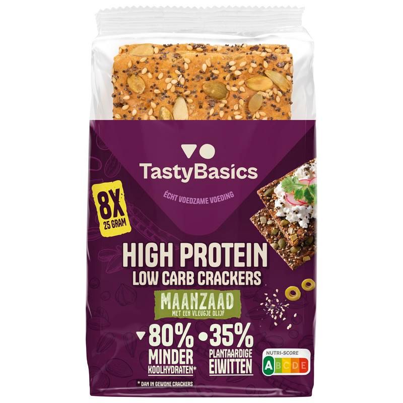 Tastybasics Less Carb-High Protein Crackers Maanzaad