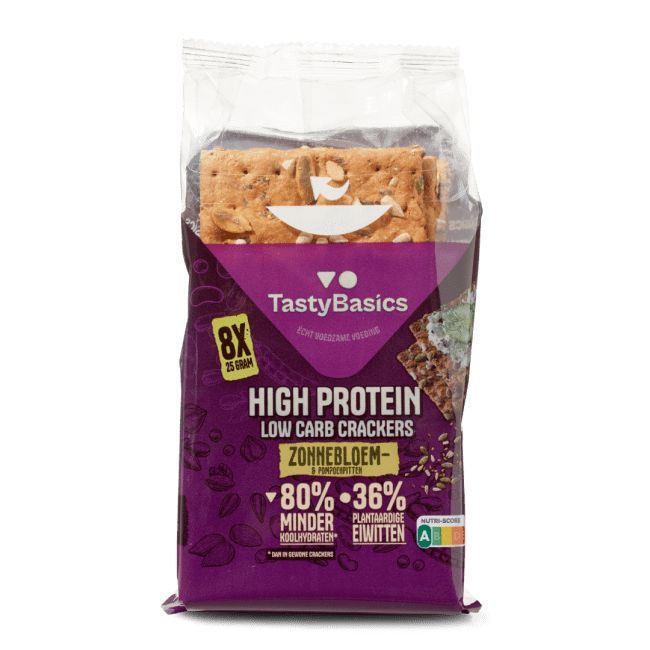 Tastybasics Less Carb-High Protein Crackers Zonneblpompoenpit