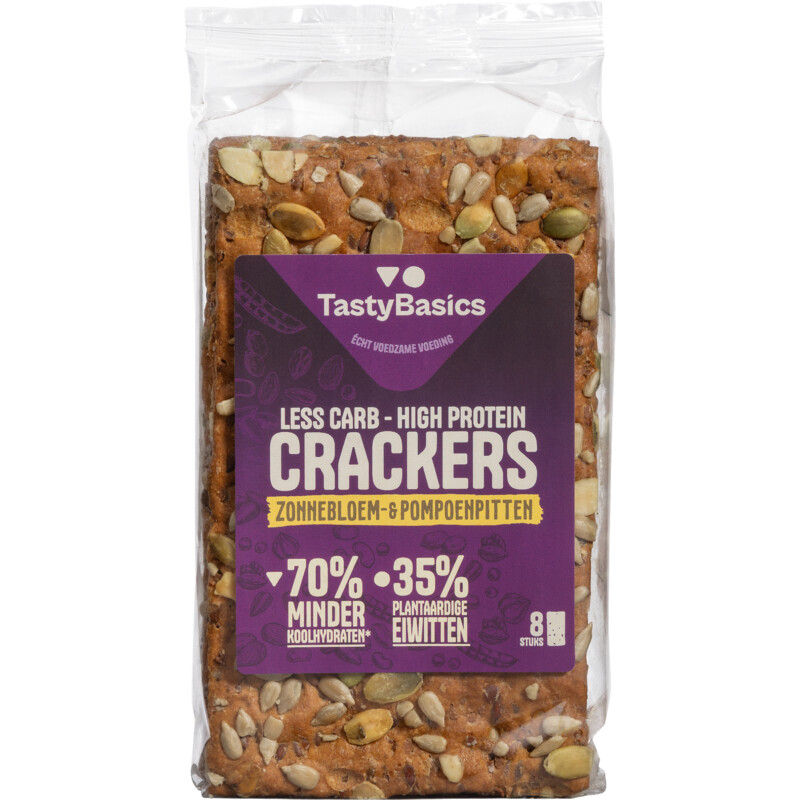 Tastybasics Less Carb-High Protein Crackers Zonneblpompoenpit
