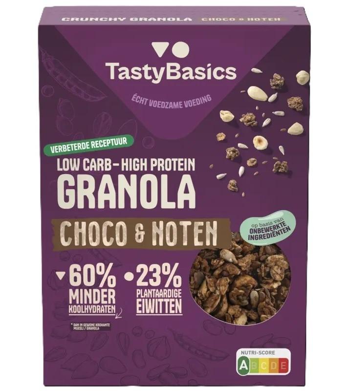 Tastybasics Less Carb-High Protein Granola Choco En Noten