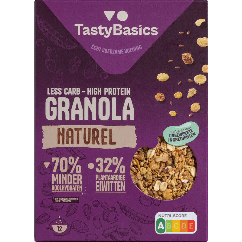 Tastybasics Less Carb-High Protein Granola Naturel