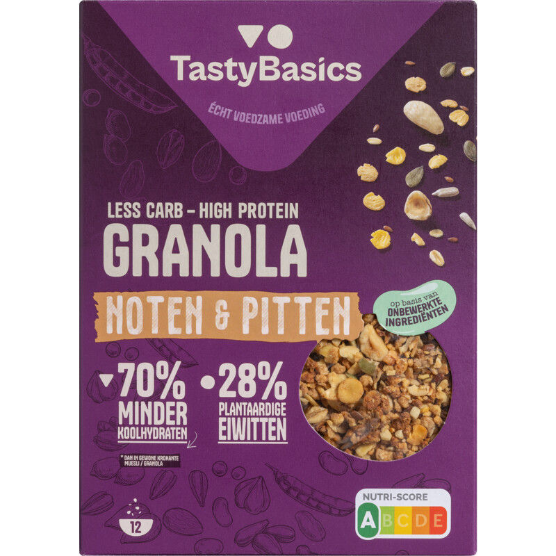 Tastybasics Less Carb-High Protein Granola Noten & Pitten