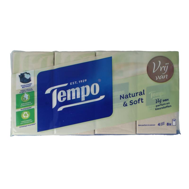Tempo Natural & Soft Zakdoekjes 8 X 9 Stuks