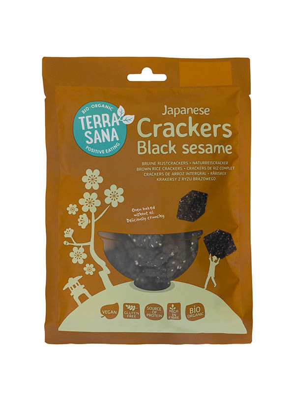 Terrasana Japanse Bruine Rijstcrackers Zwarte Sesam Bio