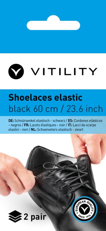 Vitility Schoenveters Elastisch Zwart 60Cm